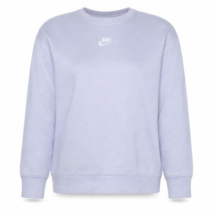 Front view of Nike girls’ purple xl fleece pullover sweatshirt crew neck logo top