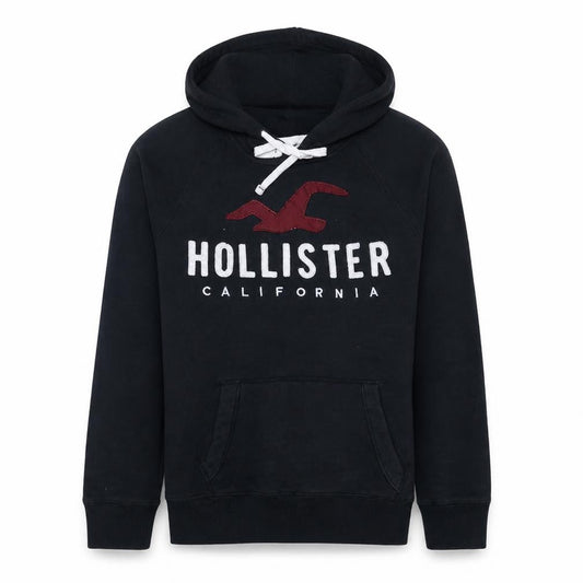Hollister Mens Black L Basic Hooded Activewear Fleece Jacket