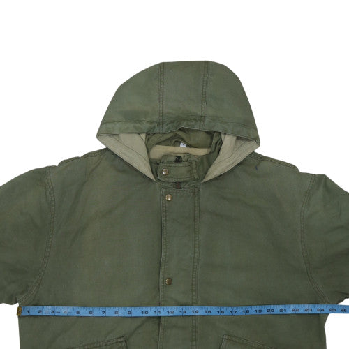 Green Leaves Men's Green Cotton Hooded Parka Jacket Size M