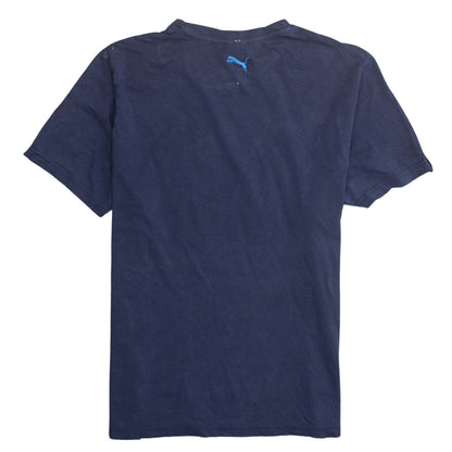 Puma Men's Blue Graphic Print Crew Neck Cotton T-Shirt Size L