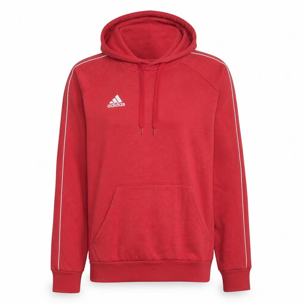 Front view of Adidas Men's Red XL Pullover Hoodie with Logo Fleece Sportswear