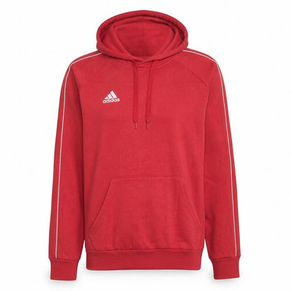Front view of Adidas Men's Red XL Pullover Hoodie with Logo Fleece Sportswear