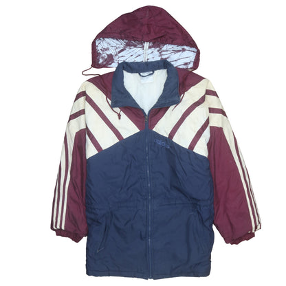 Adidas Mens Blue Burgundy 90s Retro Hooded Windbreaker Jacket L