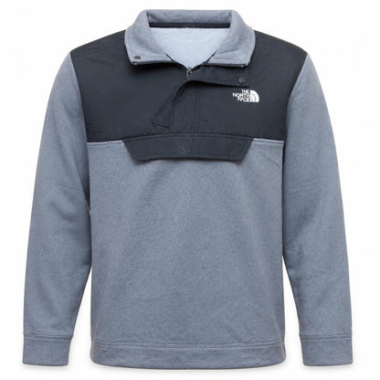Front view of The North Face boys’ grey xl pullover fleece quarter zip sweatshirt
