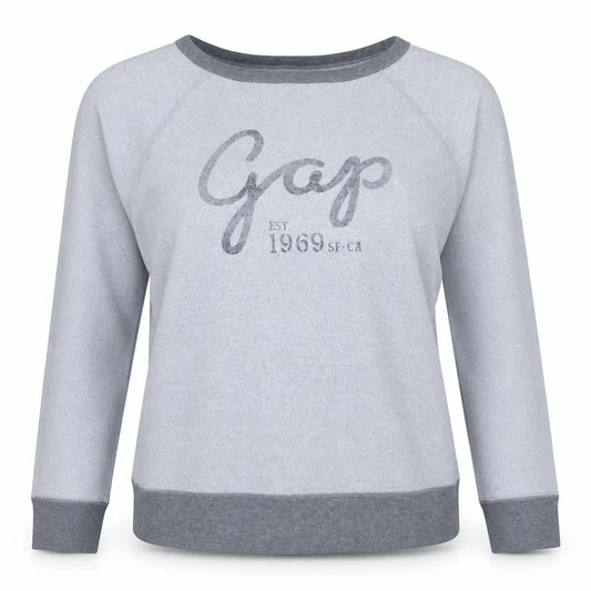 Gap Women Grey Logo Crew Neck Pullover Sweatshirt Size M