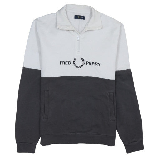 Mens UK Size M Fred Perry White 1/2 Zip Sweatshirt