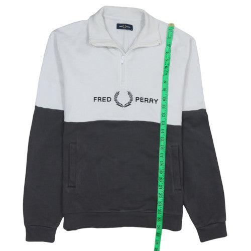 Mens UK Size M Fred Perry White 1/2 Zip Sweatshirt