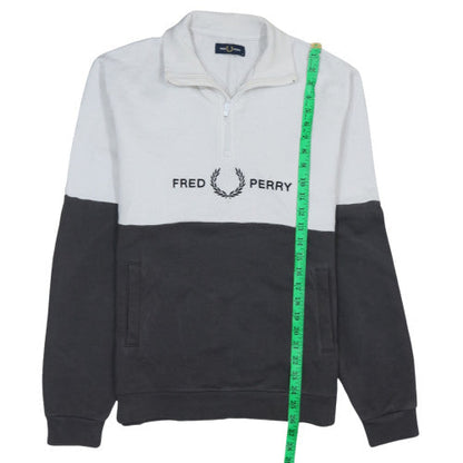 Mens UK Size M Fred Perry White 1/2 Zip Sweatshirt