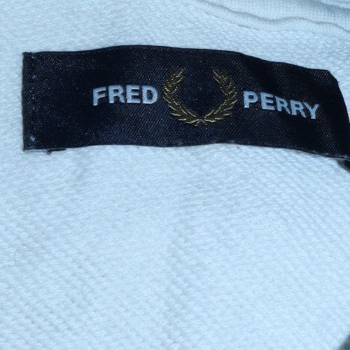 Mens UK Size M Fred Perry White 1/2 Zip Sweatshirt