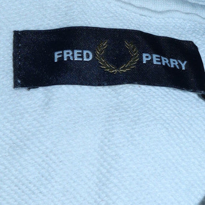 Mens UK Size M Fred Perry White 1/2 Zip Sweatshirt