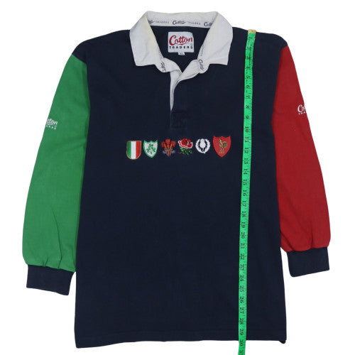 Mens UK Size XL Cotton Traders Multicoloured Henley Sweatshirt