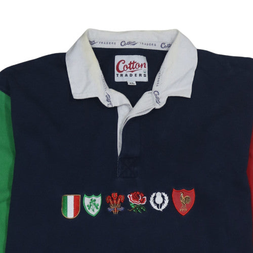 Mens UK Size XL Cotton Traders Multicoloured Henley Sweatshirt