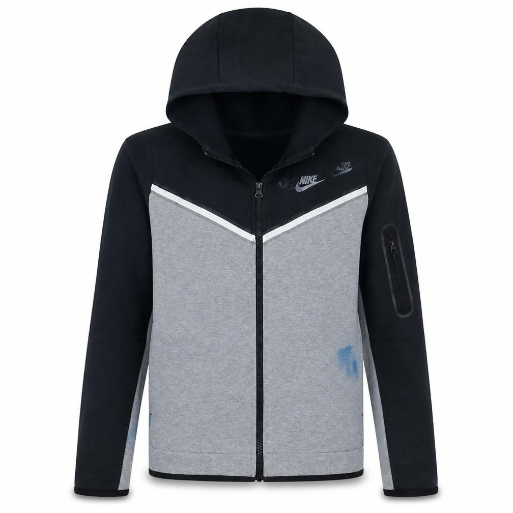 Front view of Nike boys’ grey black xl full zip hoodie sweatshirt 158-170cm