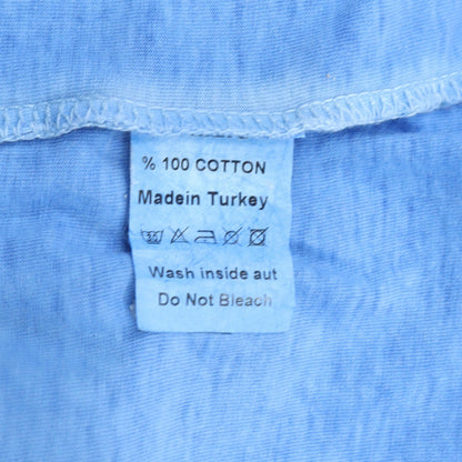 Tazzio Men Blue Short Sleeve Hooded Casual Shirt XL Cotton