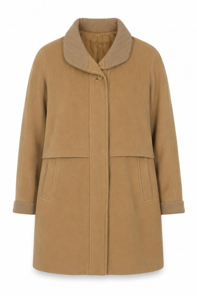 Klass Collection Women's Beige Wool Blend Overcoat Size 16