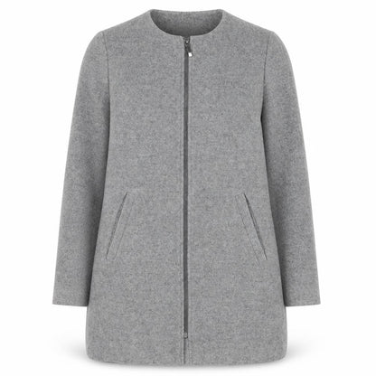 Next Women Grey Wool Blend Zip Front Mid-Length Coat Size 14