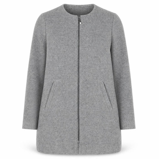 Next Women Grey Wool Blend Zip Front Mid-Length Coat Size 14