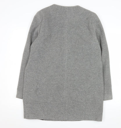 Next Women Grey Wool Blend Zip Front Mid-Length Coat Size 14