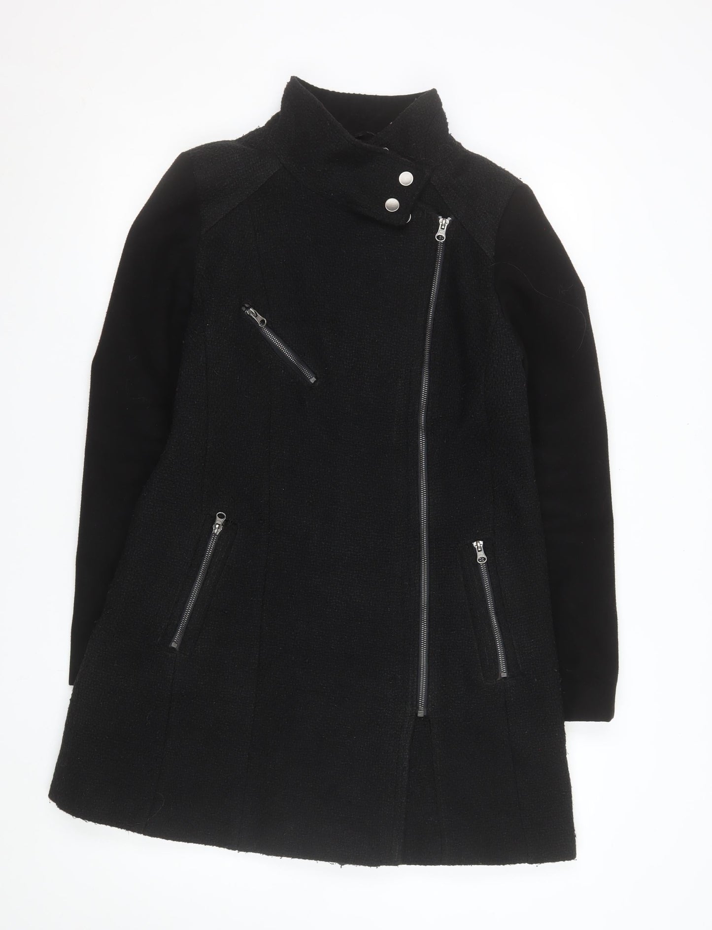 Womens UK Size 14 NEXT Black Biker Coat