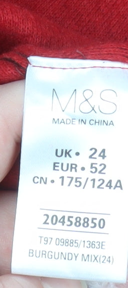 Womens UK Size 24 Marks and Spencer Red Overcoat