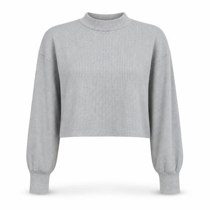 4th & Reckless Women's Grey Cropped Mock Neck Long Sleeve Top Size 14