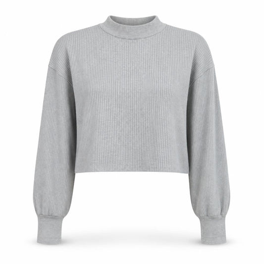 4th & Reckless Women's Grey Cropped Mock Neck Long Sleeve Top Size 14