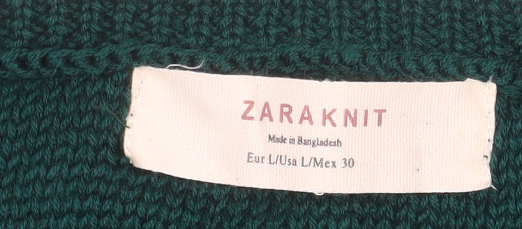 Womens UK Size L Zara Green Pullover Jumper