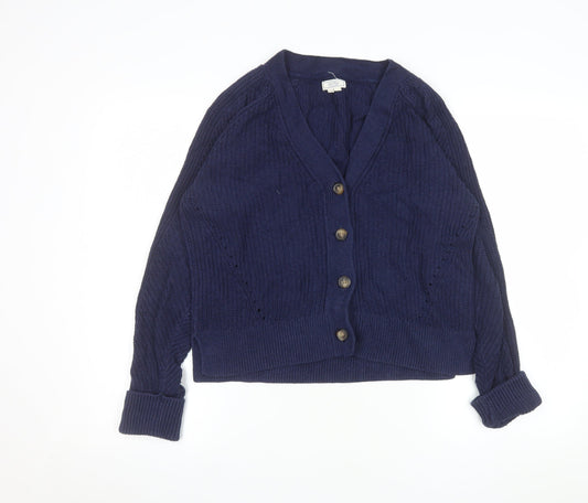 Womens UK Size 8 Fat Face Blue Cardigan Jumper
