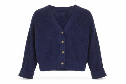 Womens UK Size 8 Fat Face Blue Cardigan Jumper