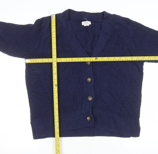 Womens UK Size 8 Fat Face Blue Cardigan Jumper