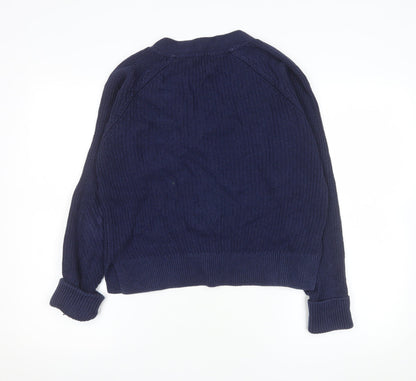 Womens UK Size 8 Fat Face Blue Cardigan Jumper