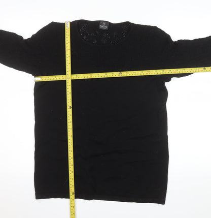 Madeleine Women's Black 3/4 Sleeve Wool Knit Blouse Size M