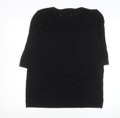 Madeleine Women's Black 3/4 Sleeve Wool Knit Blouse Size M