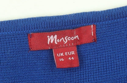 Womens UK Size 16 Monsoon Blue Cardigan Jumper