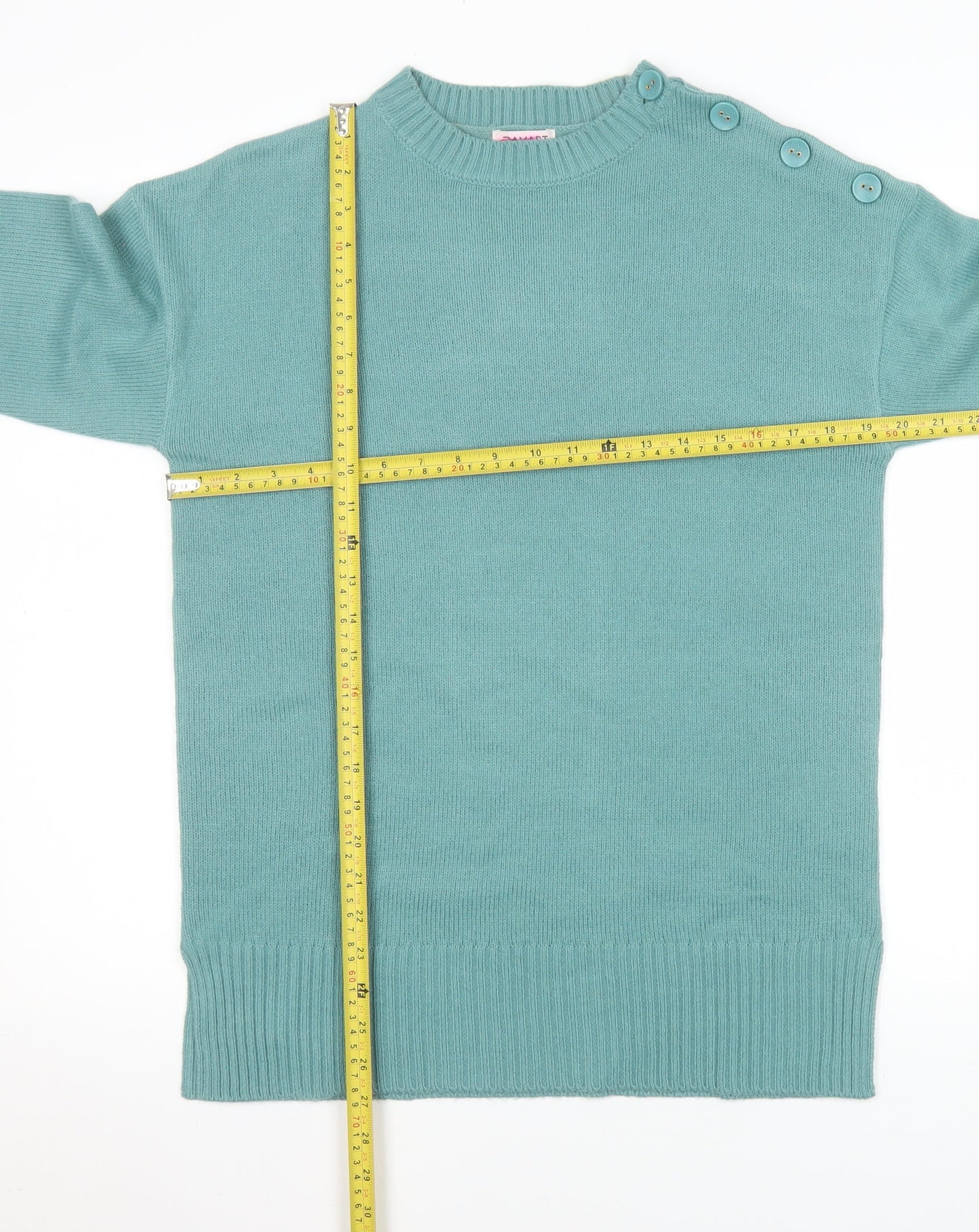 Womens UK Size 10/12 Damart Green Pullover Jumper