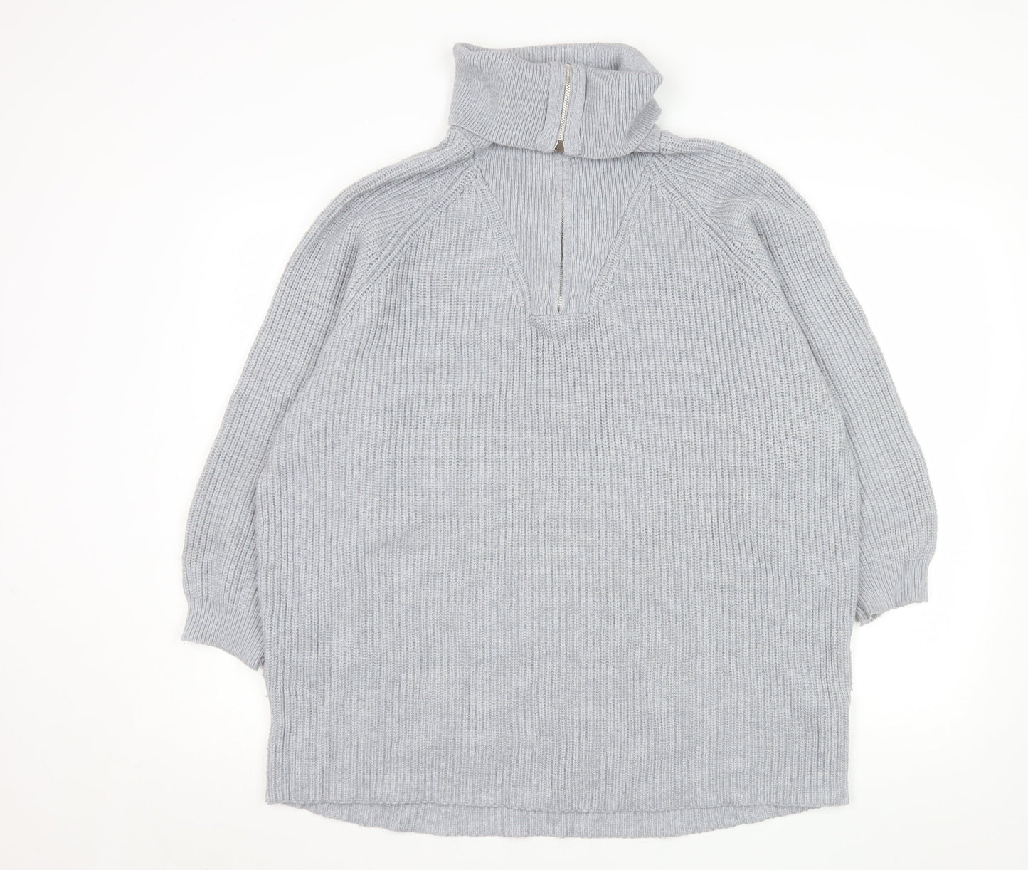 Mens UK Size L Pull & Bear Grey 1/2 Zip Jumper