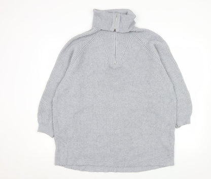Mens UK Size L Pull & Bear Grey 1/2 Zip Jumper