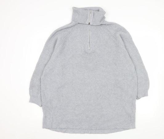 Mens UK Size L Pull & Bear Grey 1/2 Zip Jumper