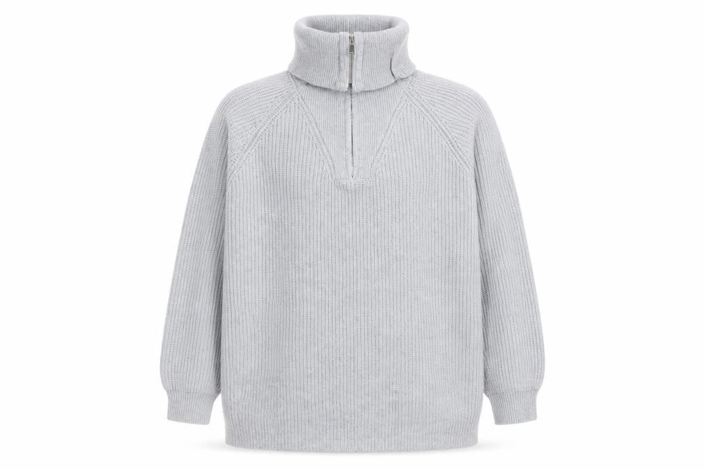 Mens UK Size L Pull & Bear Grey 1/2 Zip Jumper