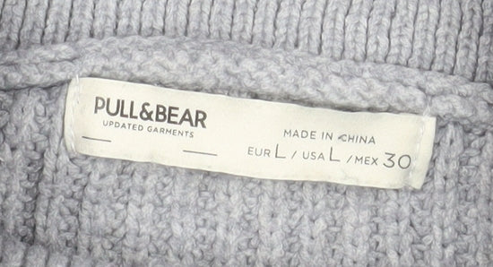 Mens UK Size L Pull & Bear Grey 1/2 Zip Jumper