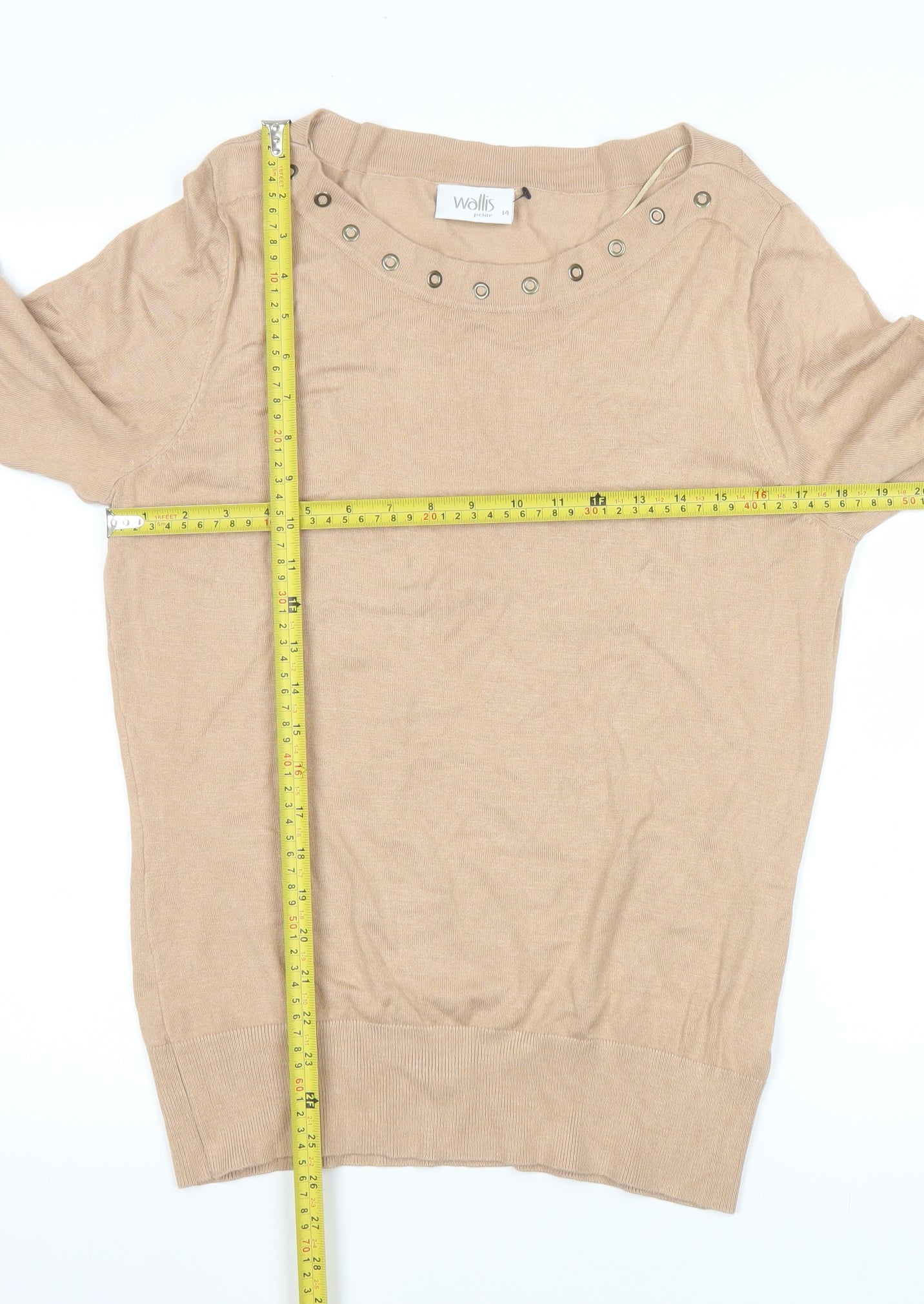 Womens UK Size 14 Wallis Beige Basic Blouse