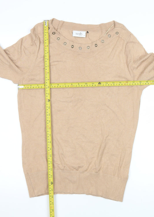 Womens UK Size 14 Wallis Beige Basic Blouse