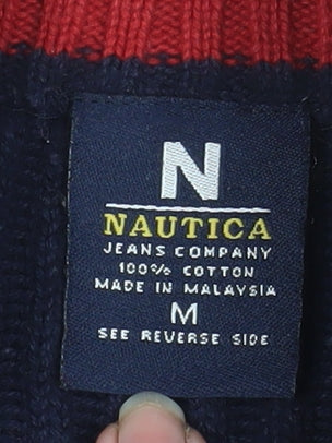 Mens UK Size M Nautica Blue Pullover Jumper