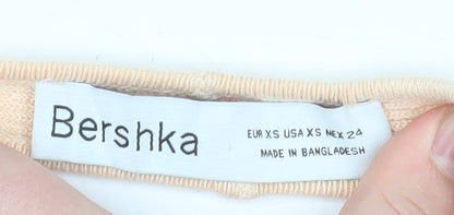 Womens UK Size XS Bershka Beige Cropped Tank