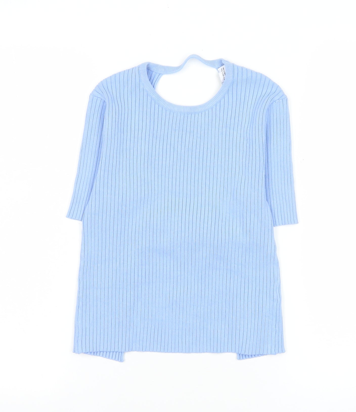 Womens UK Size S Zara Blue Basic T-Shirt