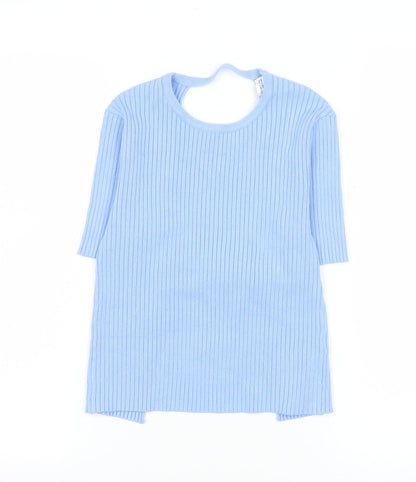 Womens UK Size S Zara Blue Basic T-Shirt