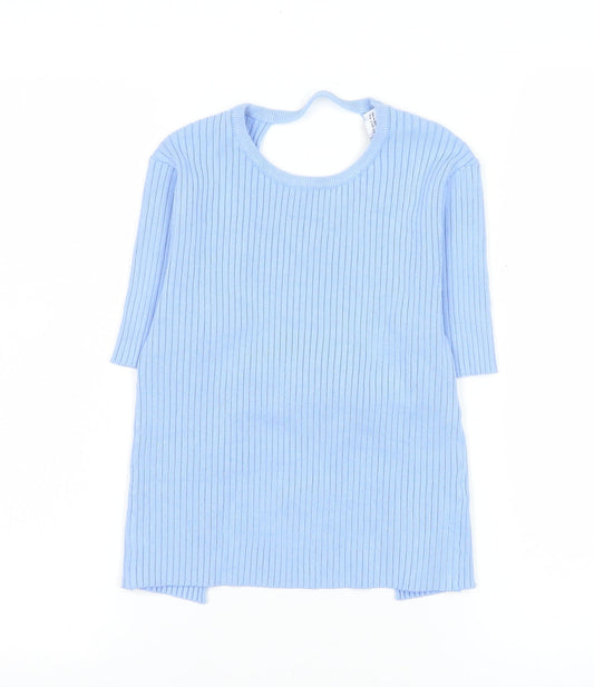 Womens UK Size S Zara Blue Basic T-Shirt