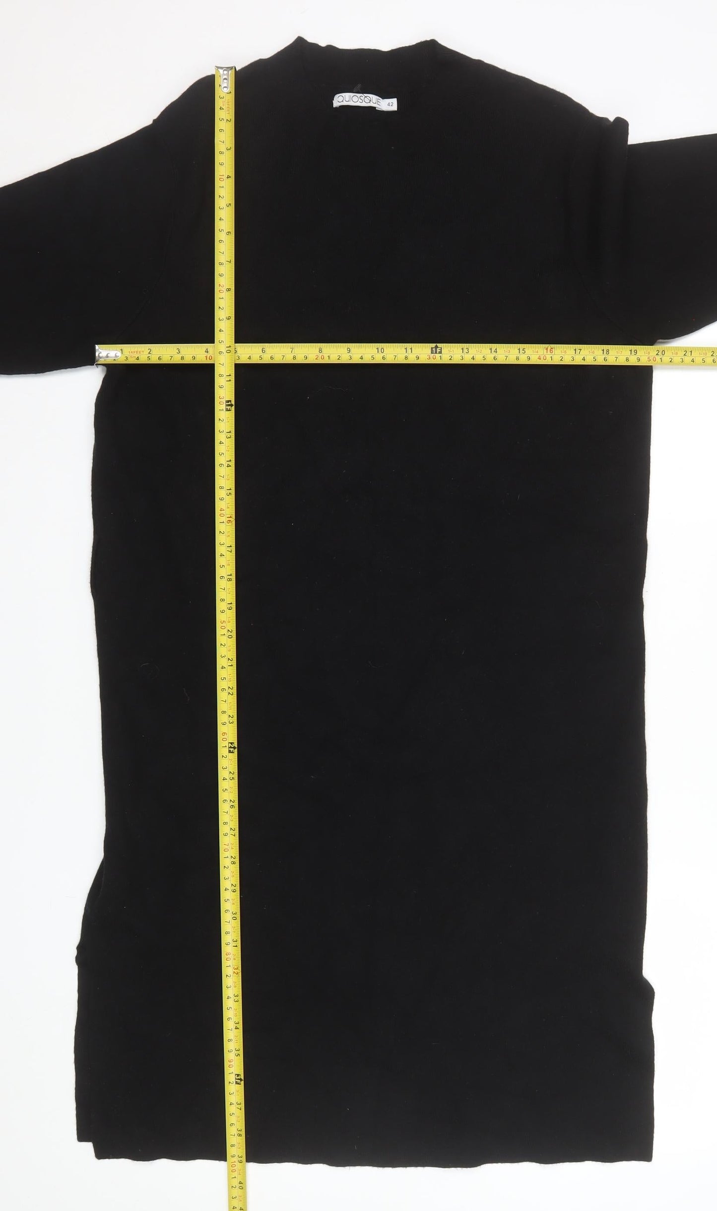 Quiosque Women Black Size 14 Shift Knit Midi Dress