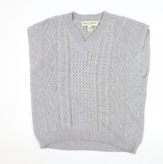 Mens UK Size XL Aran Mór Grey Vest Jumper