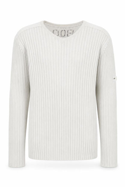 Next Men's Beige Cotton Ribbed V-Neck Jumper Size M